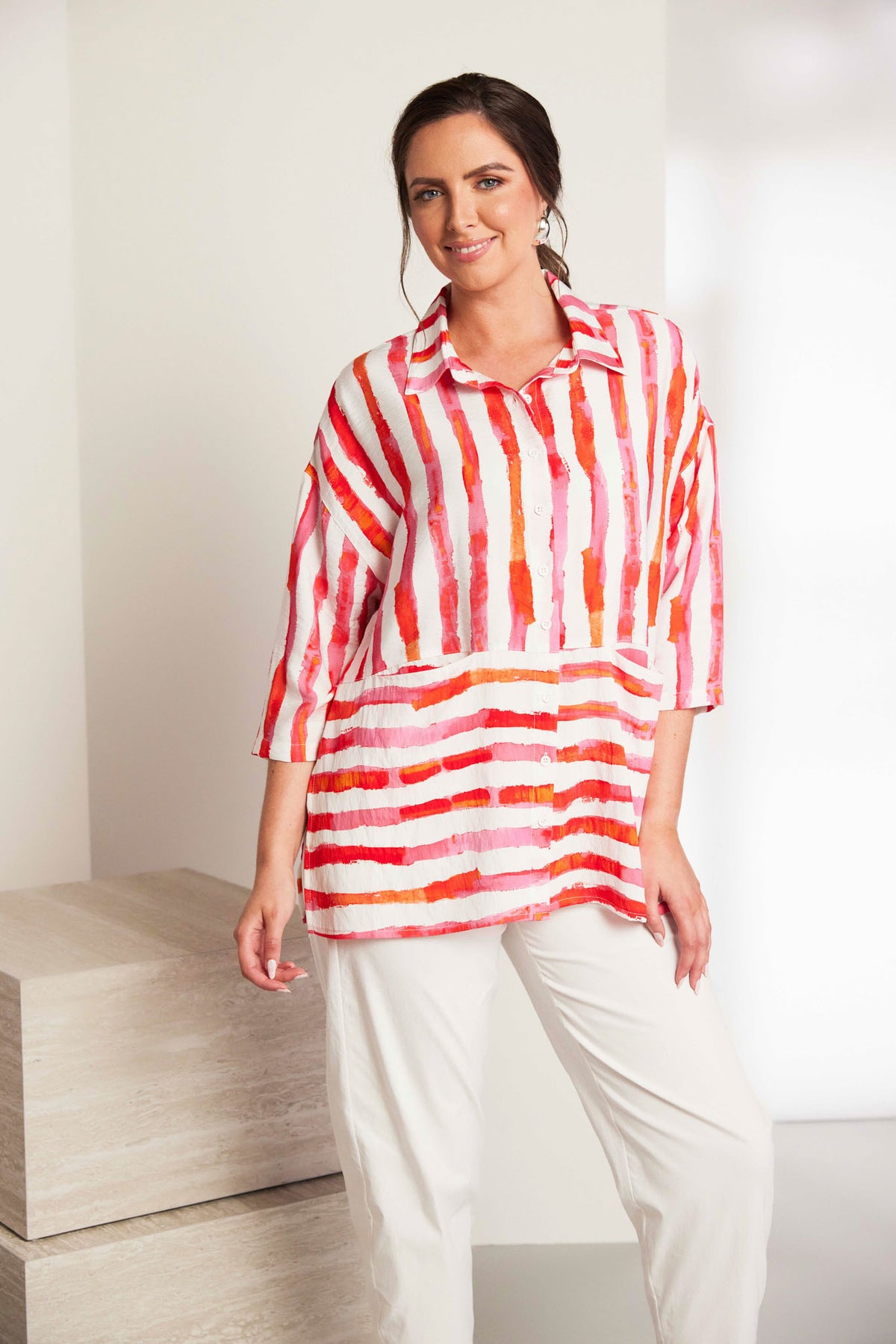 ORA Double Pocket Stripe Shirt