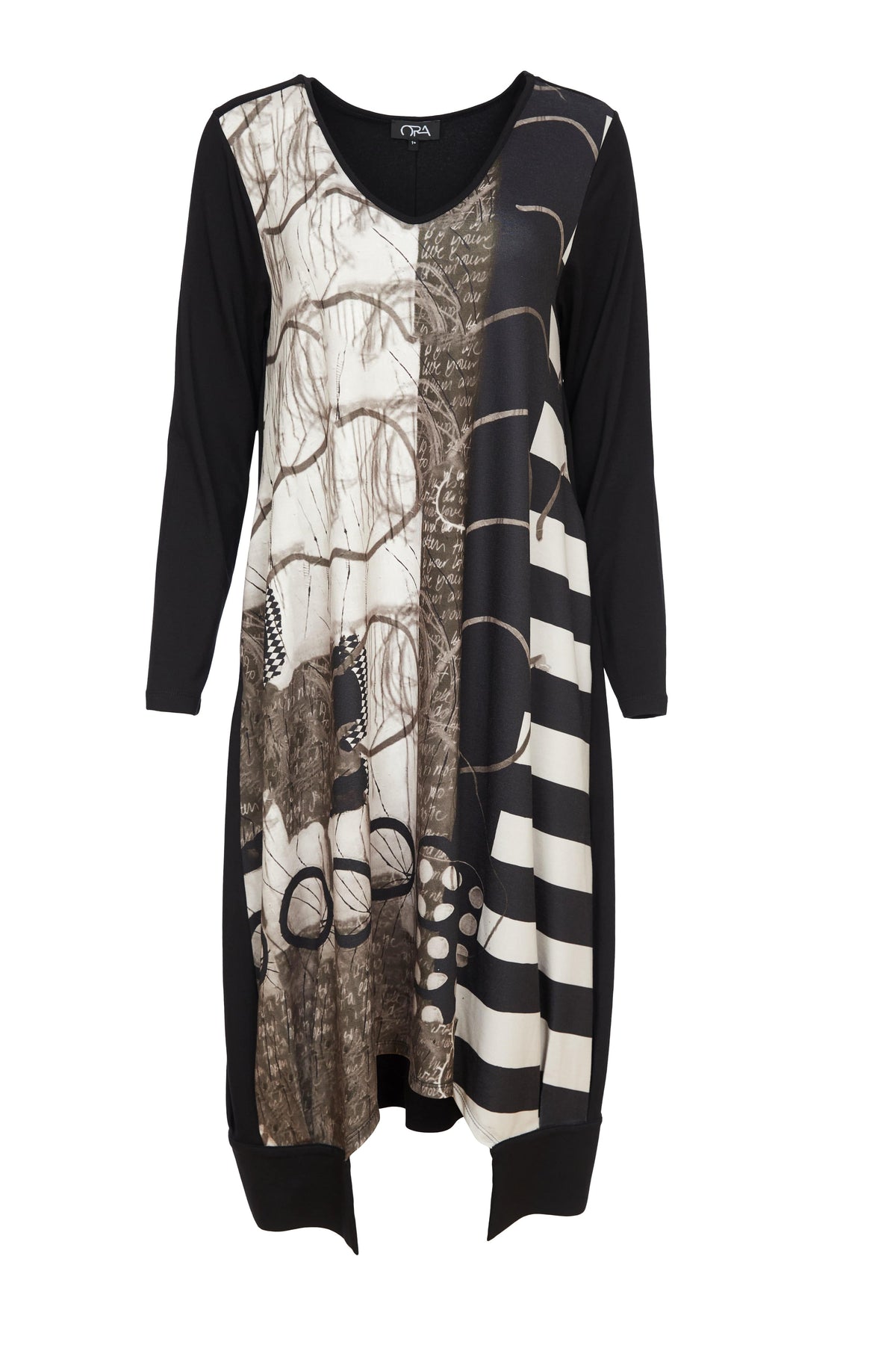 ORA Stripe Mixed Print Dress