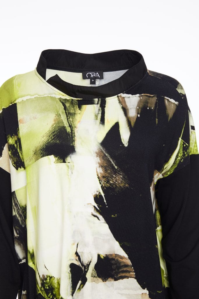 ORA Lime Print Asymmetrical Top