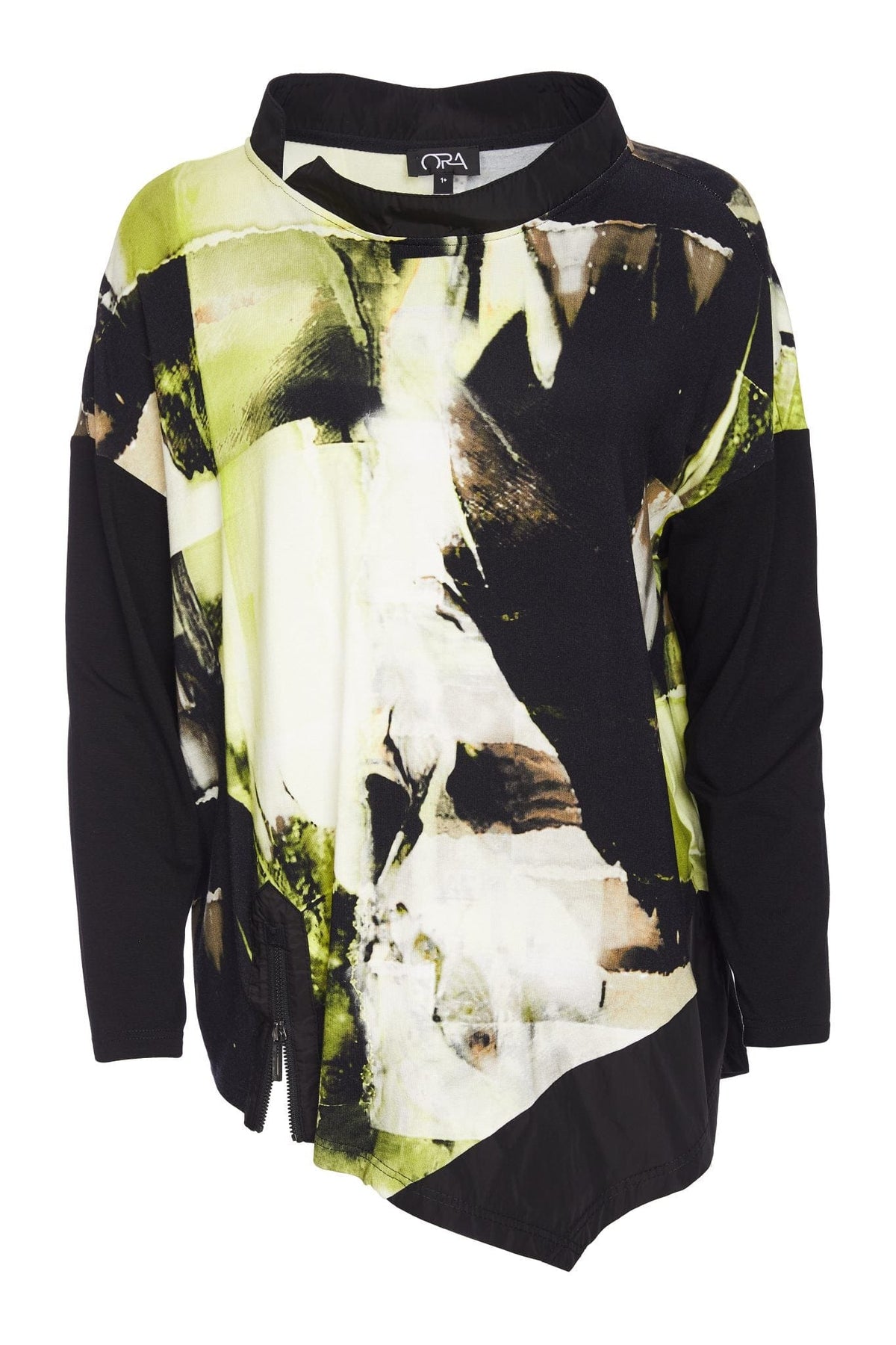 ORA Lime Print Asymmetrical Top