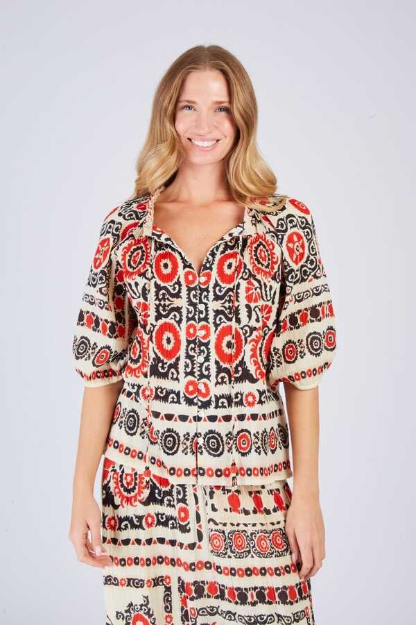 Derhy Tile Print Blouse