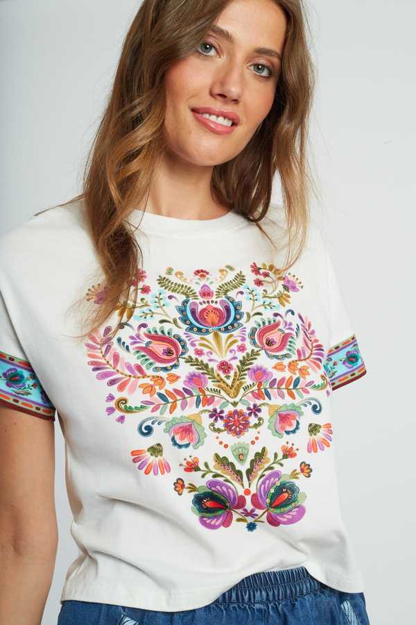 Derhy Paisley Motif T-Shirt