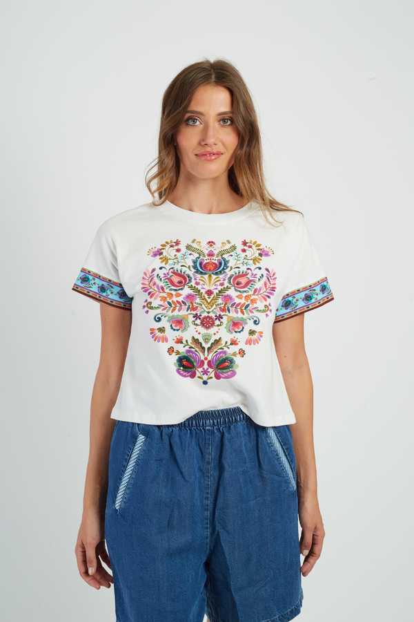 Derhy Paisley Motif T-Shirt