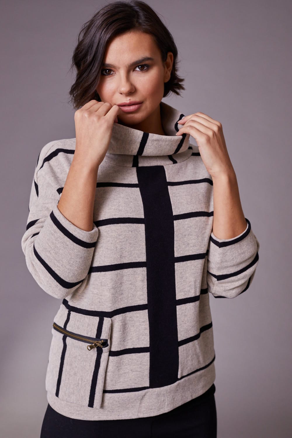 PERUZZI Stripe Fleece Top