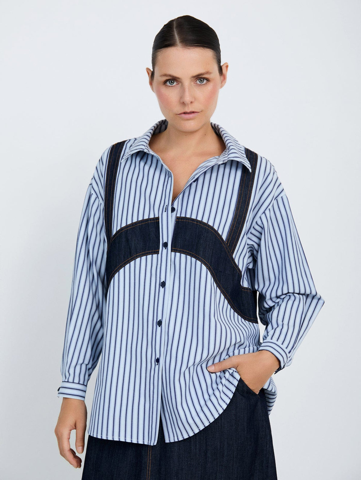 Skatie Denim Detail Shirt