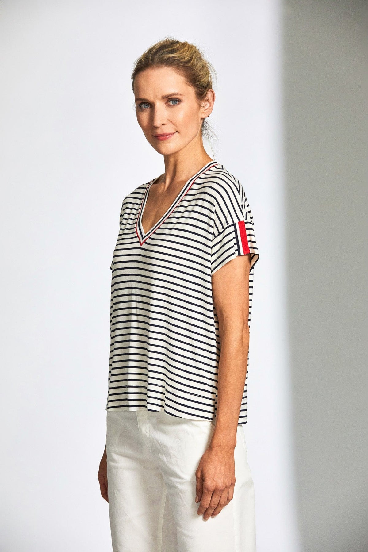 PERUZZI Stripe V-Neck Top