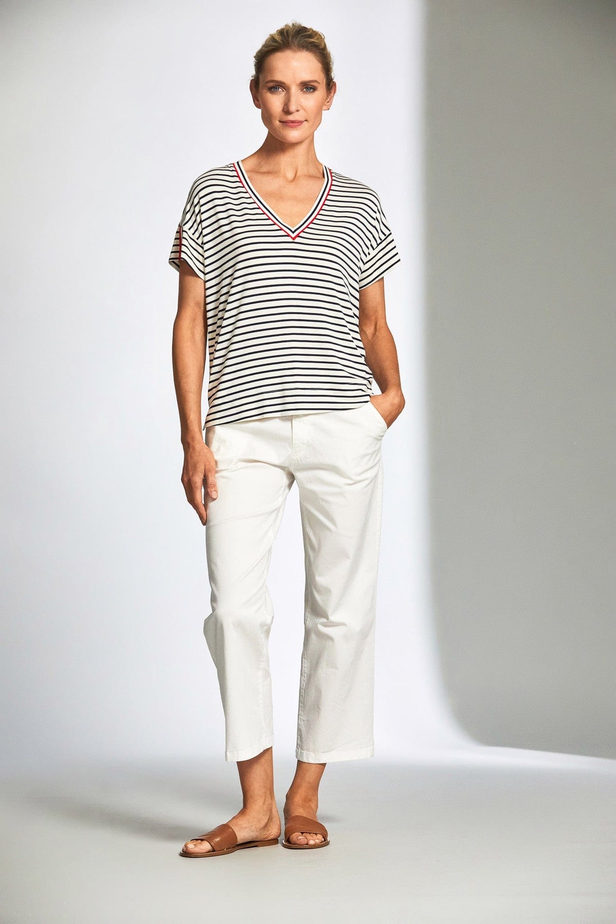 PERUZZI Stripe V-Neck Top