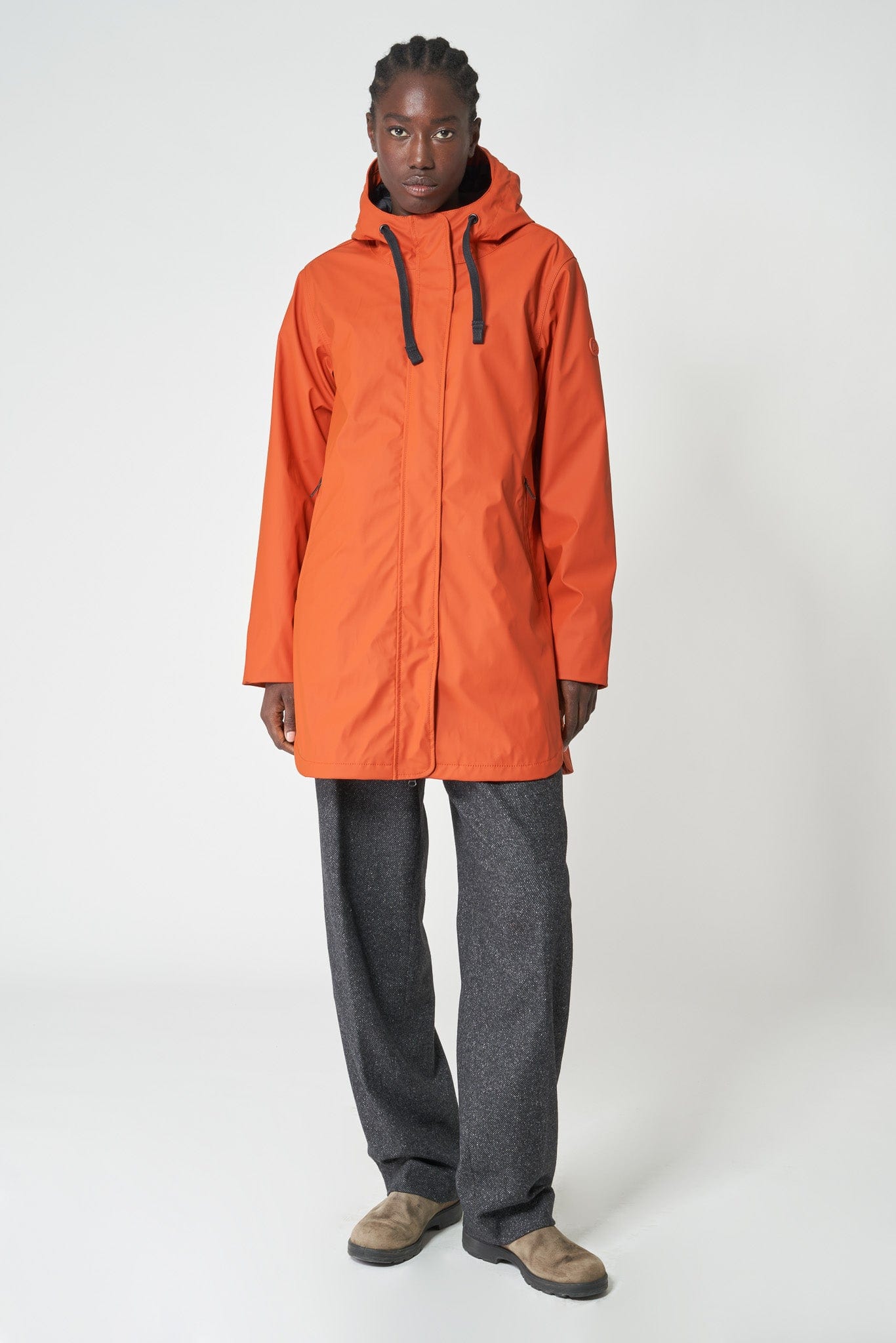 TANTA Half Fleece Lined Curved Hem Raincoat