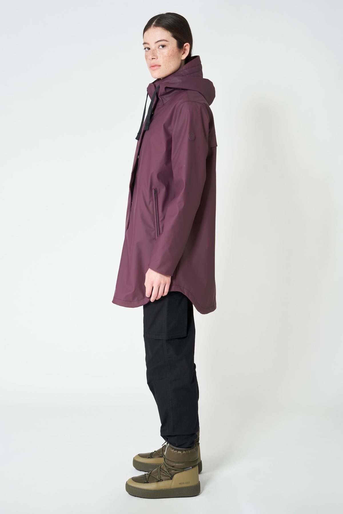 TANTÄ Half Fleece Lined Curved Hem Raincoat