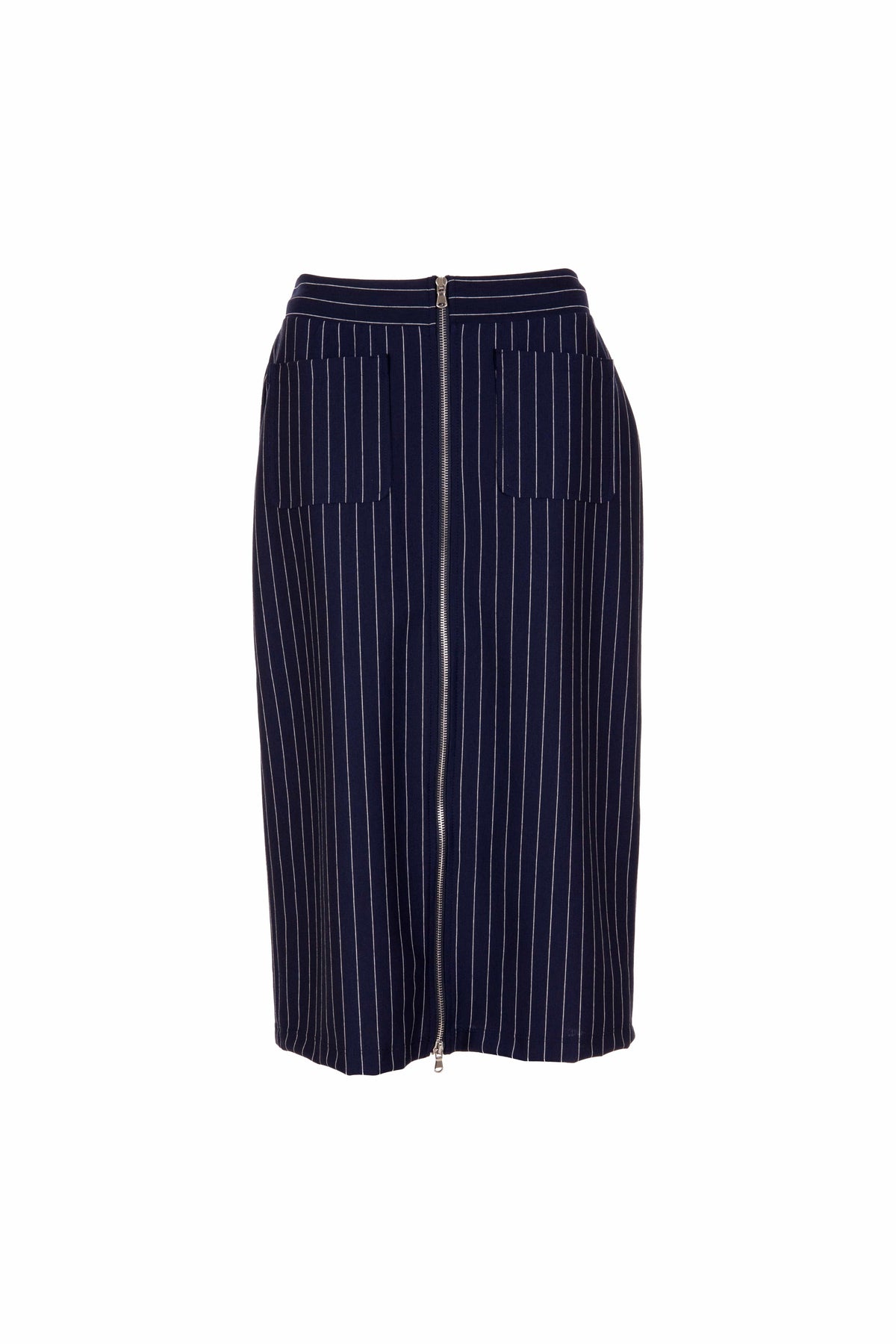 PERUZZI Pinstripe Zip Skirt