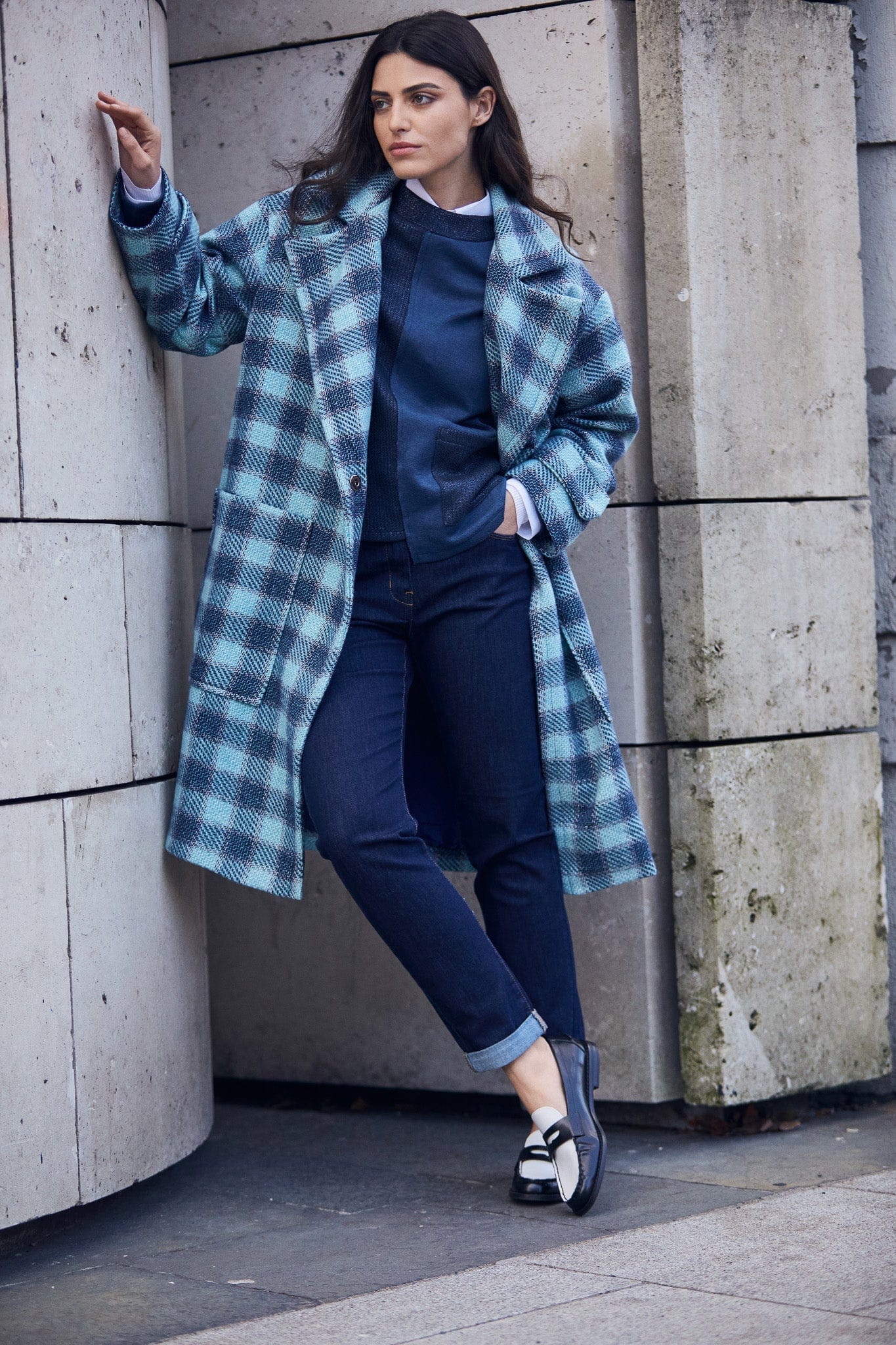 Check plaid coat best sale