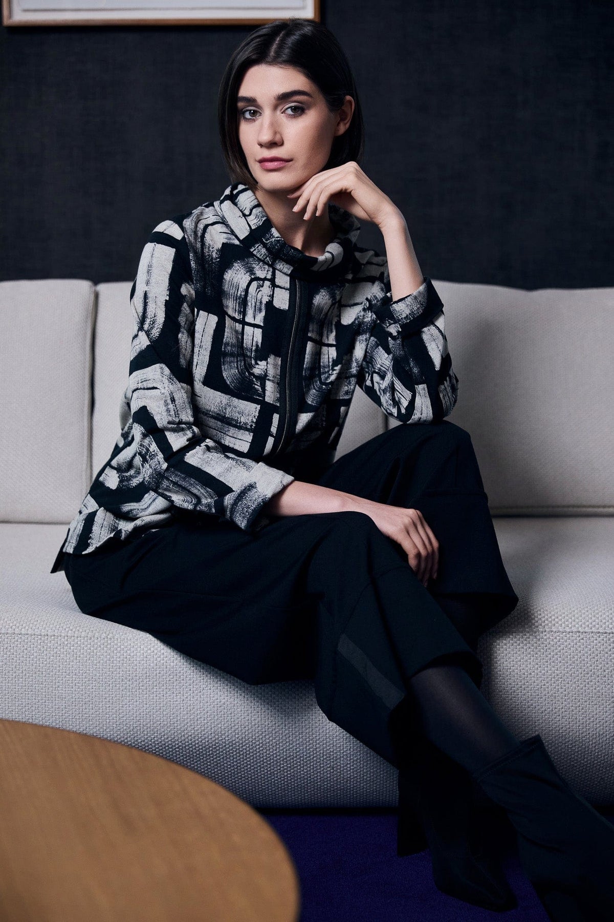 PERUZZI Centre Zip Print Top