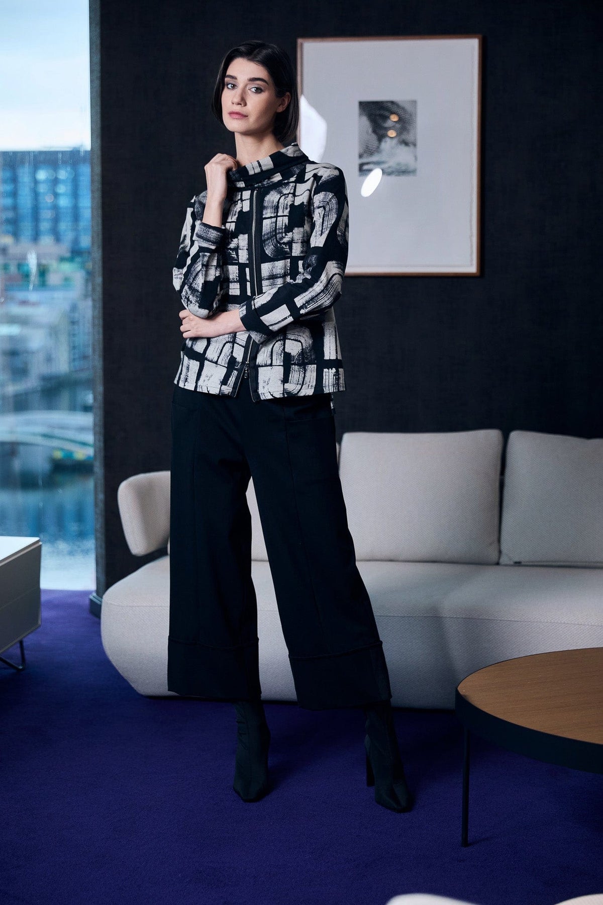 PERUZZI Centre Zip Print Top