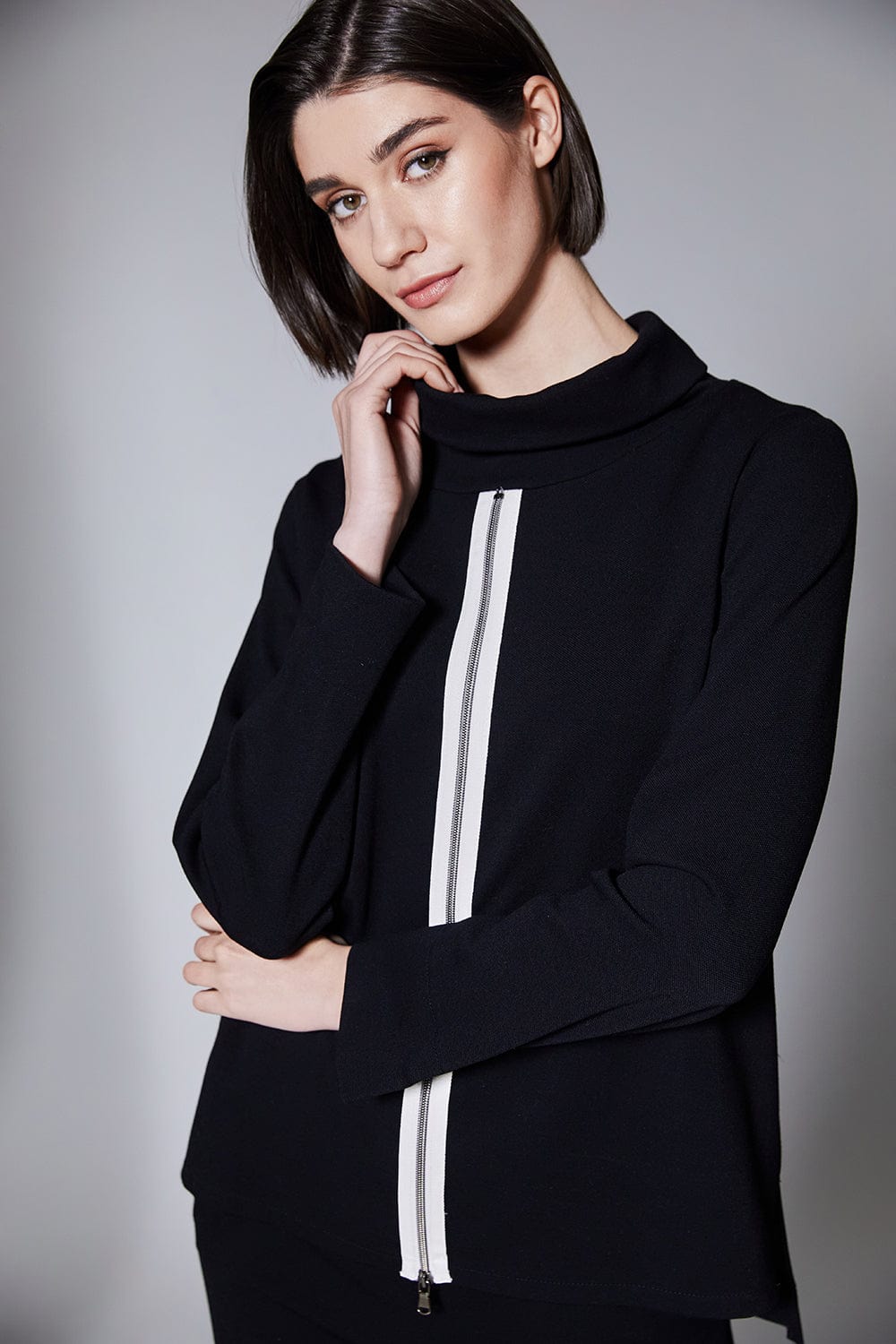 PERUZZI Zip Front Cowl Top