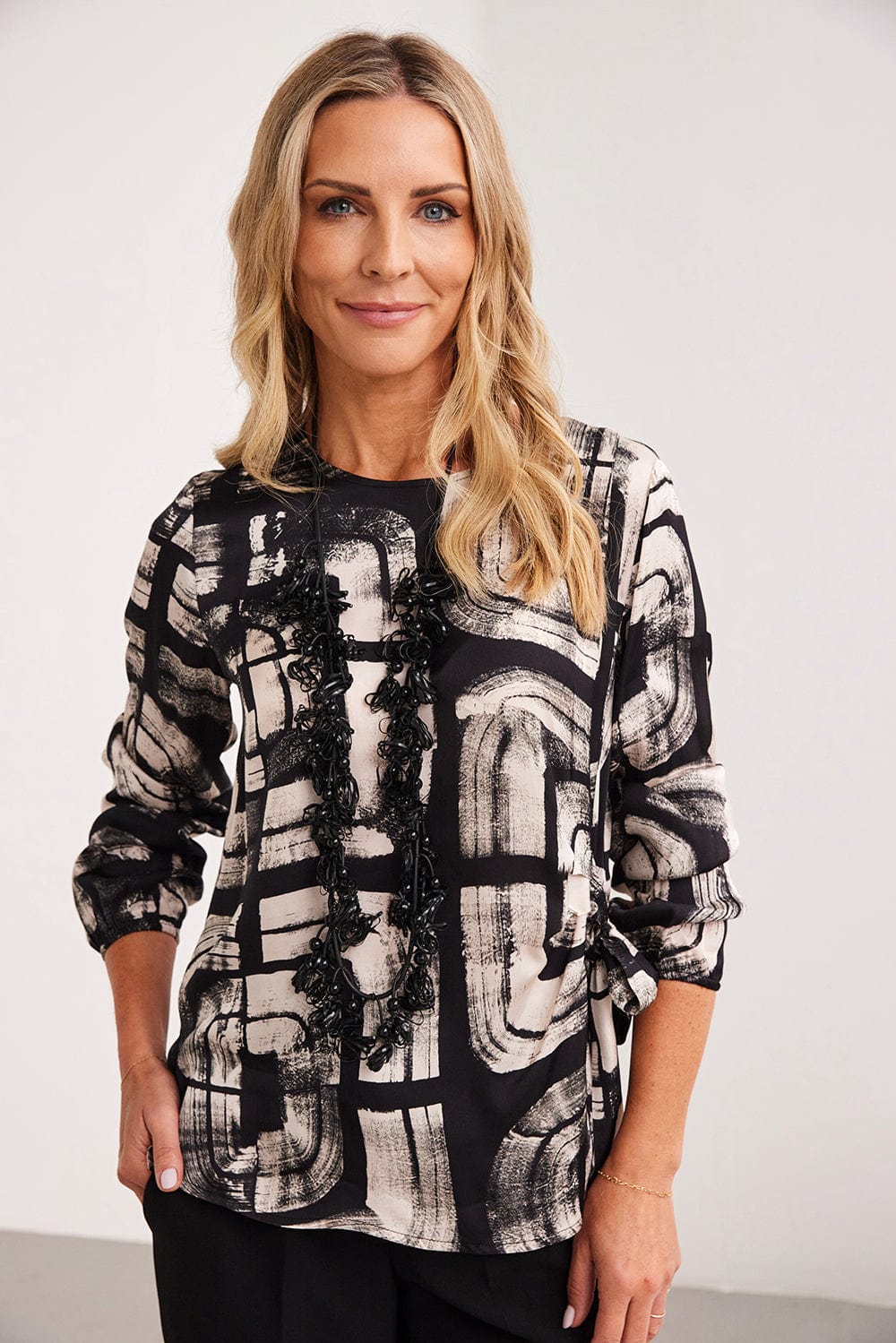 PERUZZI Tie Side Satin Blouse