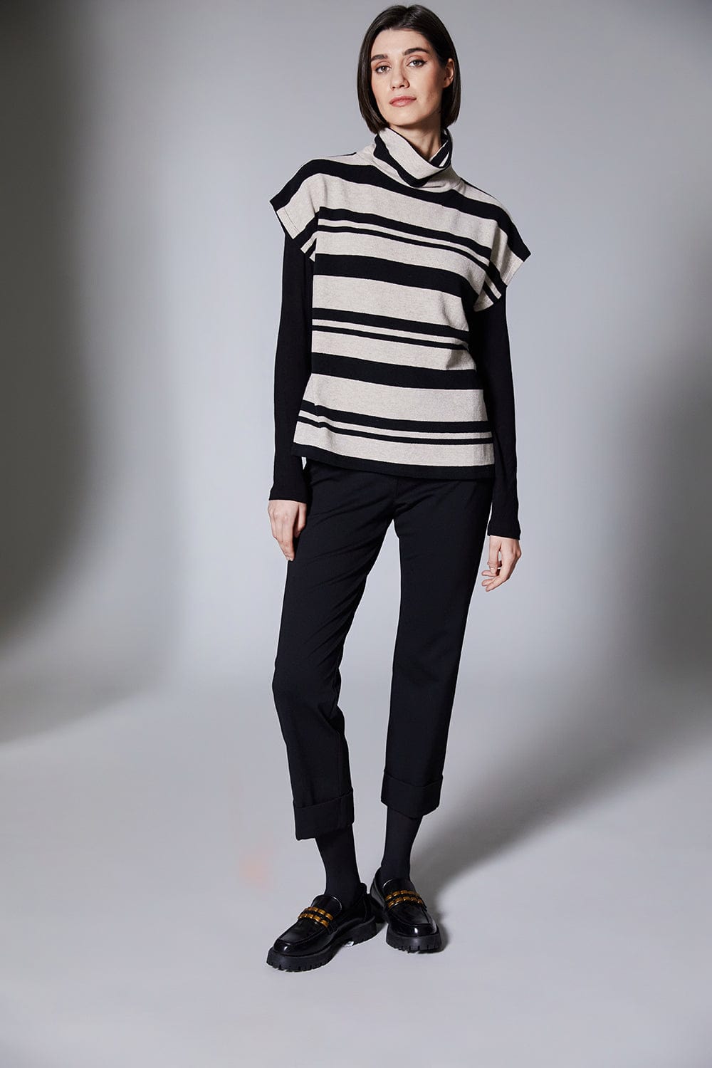 PERUZZI Stripe Front Fleece Top