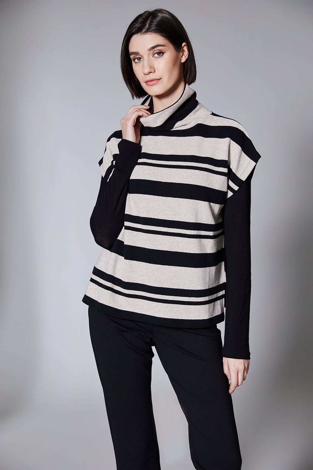 PERUZZI Stripe Front Fleece Top
