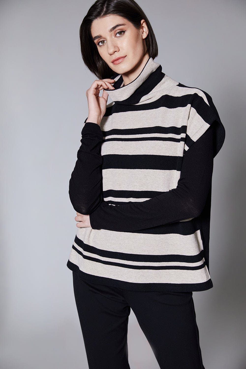PERUZZI Stripe Front Fleece Top
