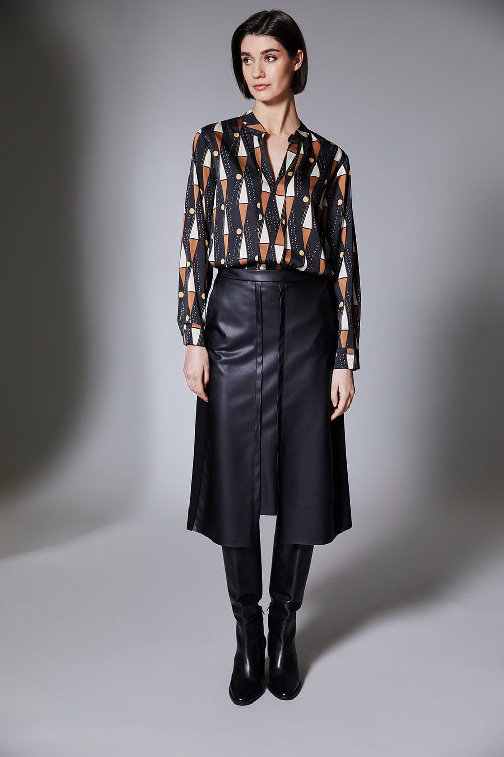 PERUZZI Pleather Front Skirt