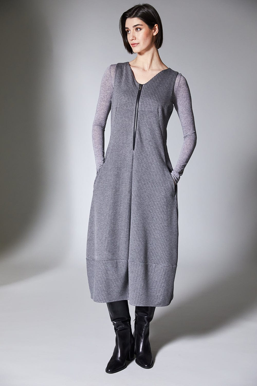 PERUZZI Pinstripe Sleeveless Dress