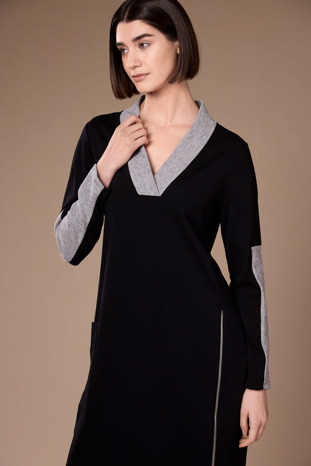 Peruzzi Two Tone V-Neck Dress