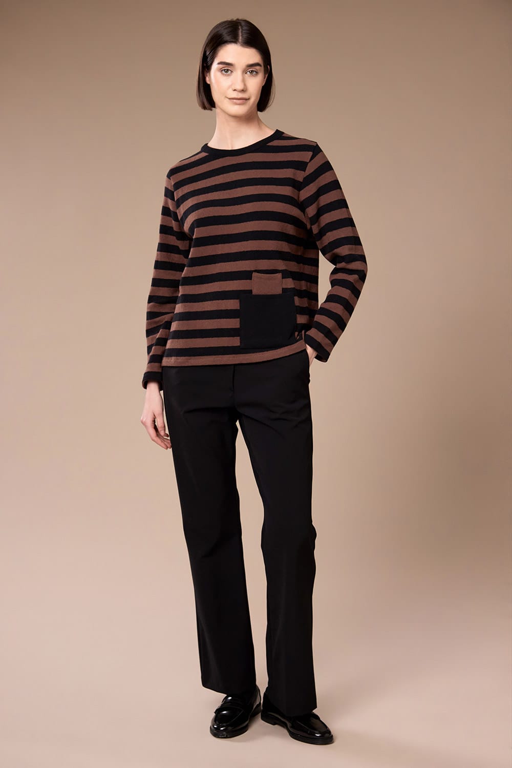 Peruzzi Stripe Pocket Fleece Top