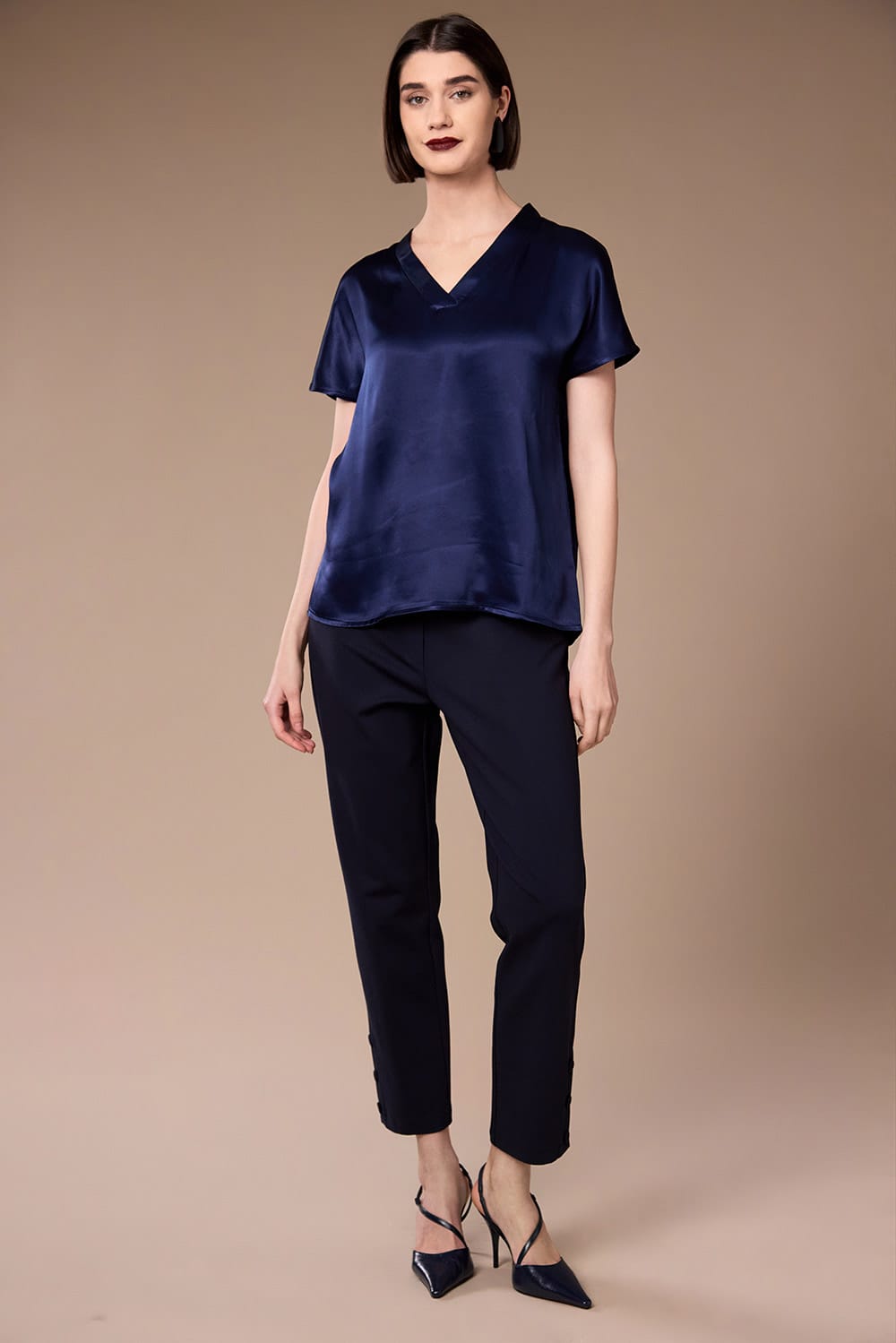 Peruzzi V-Neck Satin Top