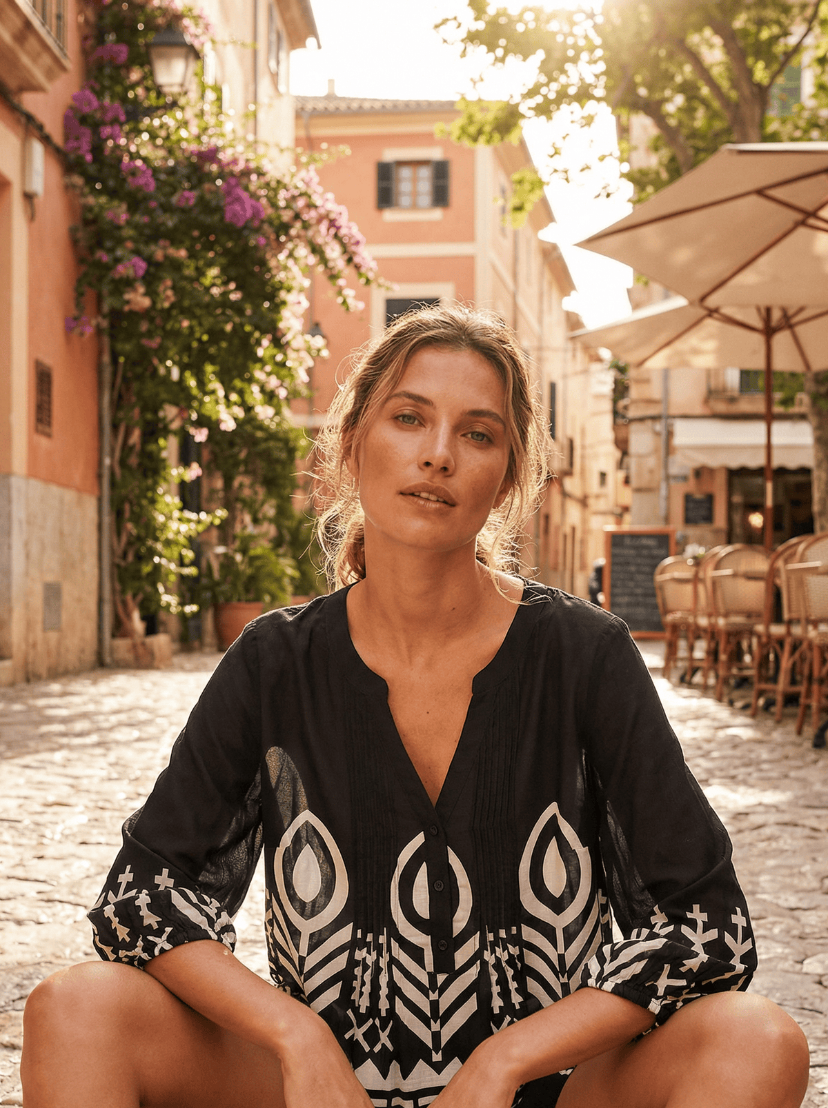 ORLY Border Print Blouse