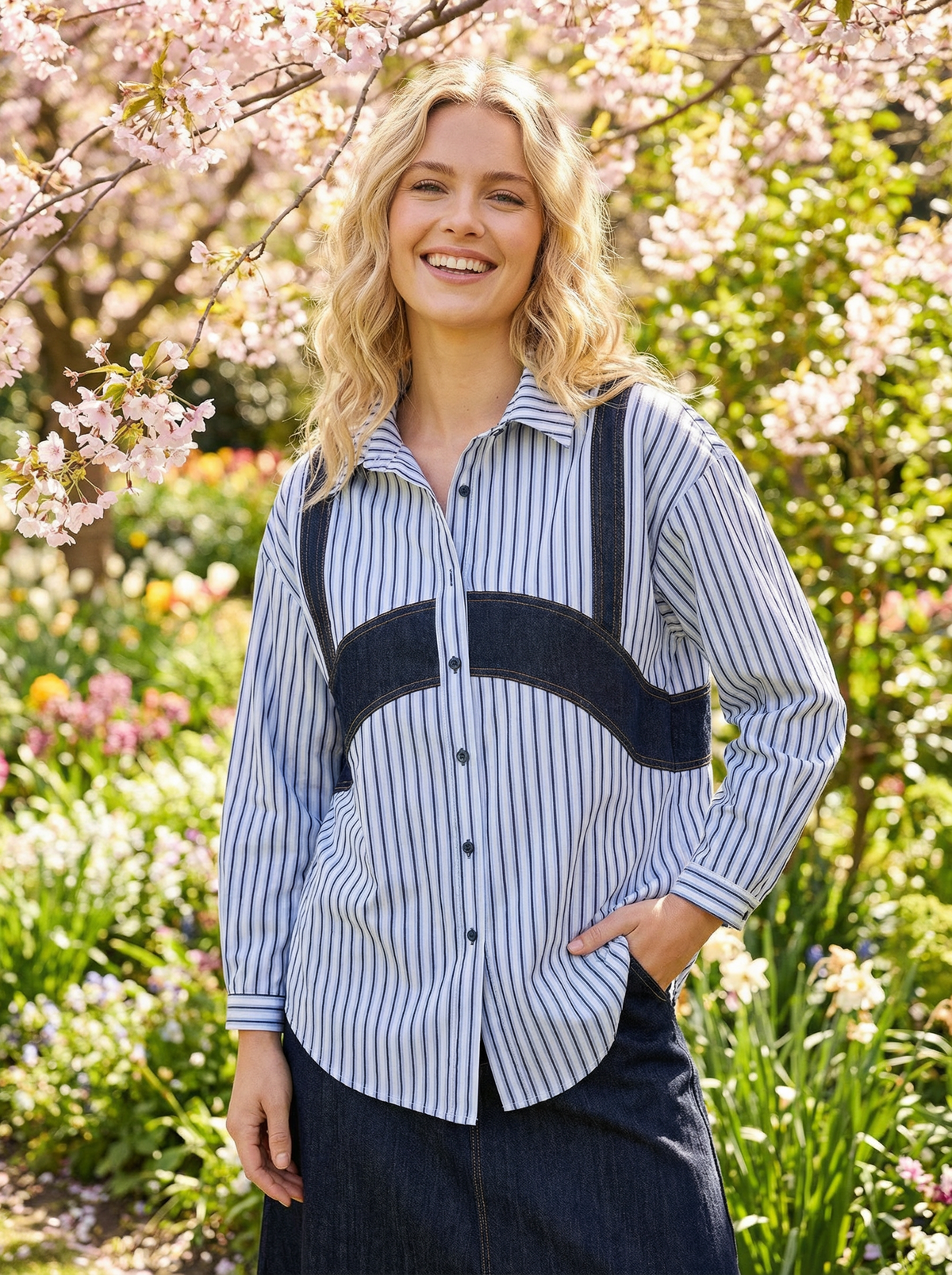 Skatie Denim Detail Shirt