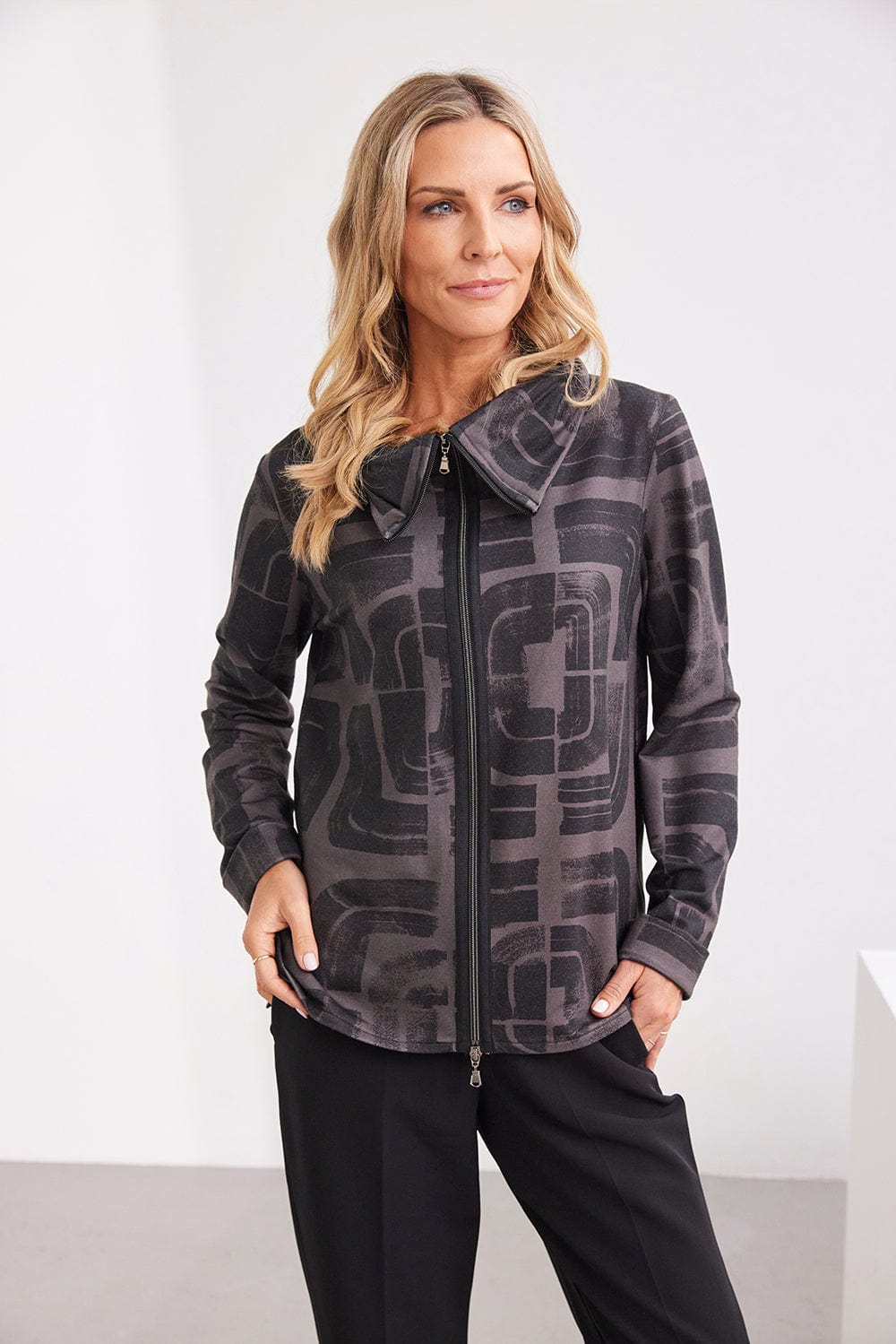 PERUZZI Centre Zip Print Top