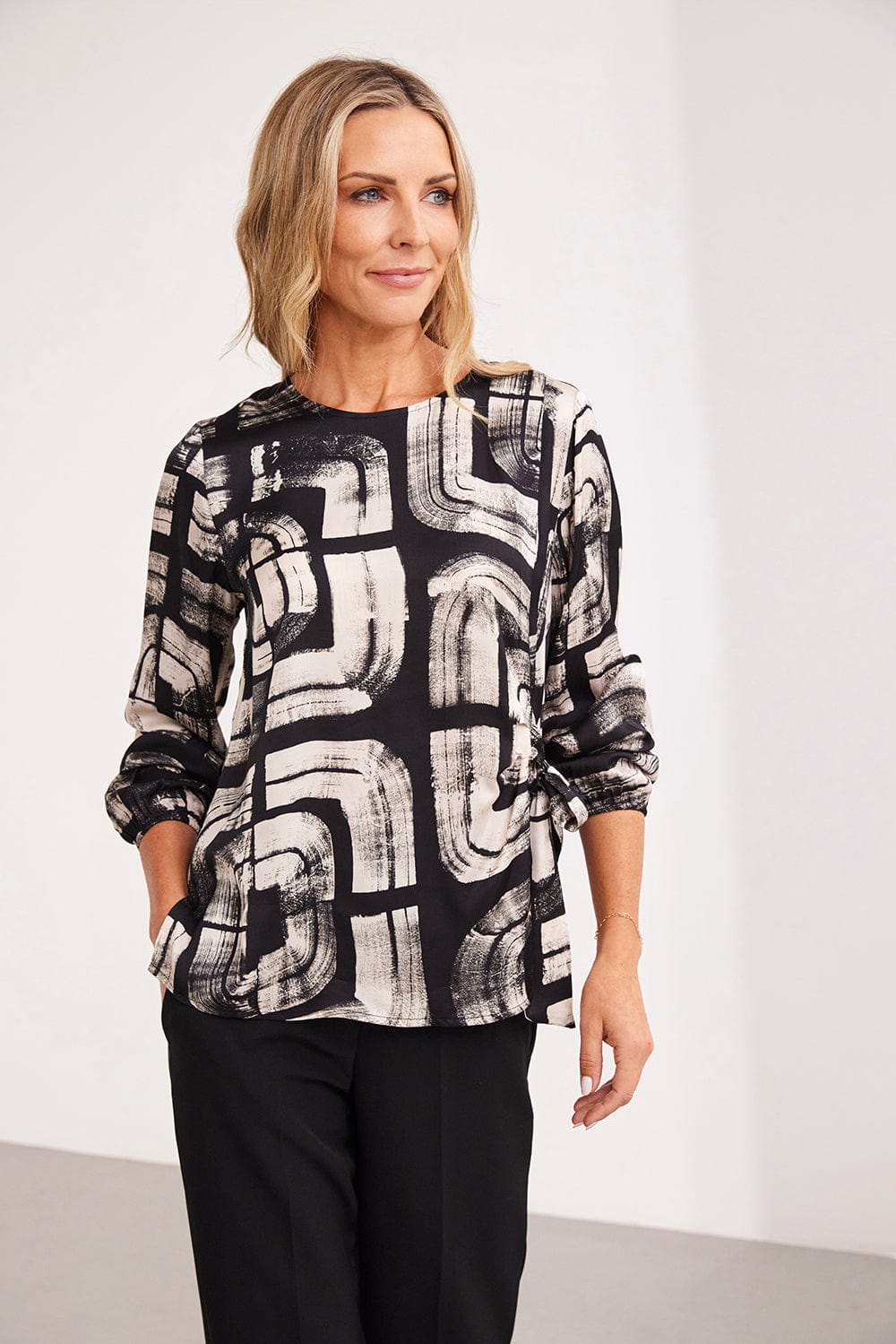 PERUZZI Tie Side Satin Blouse