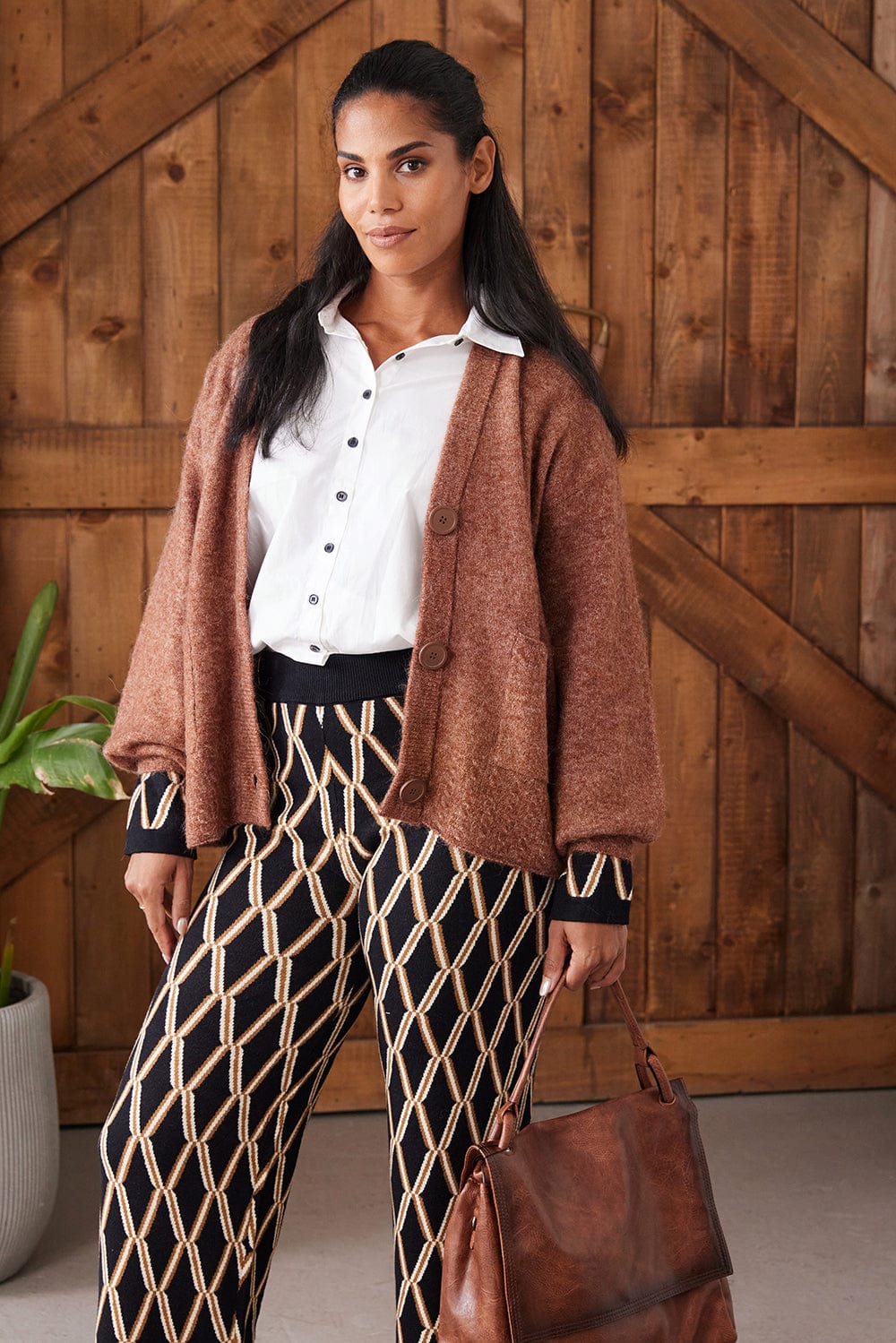 CREAM Cable Two Button Cardigan