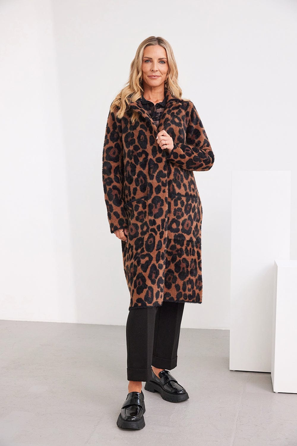Kartner, Leopard Print Coatigan