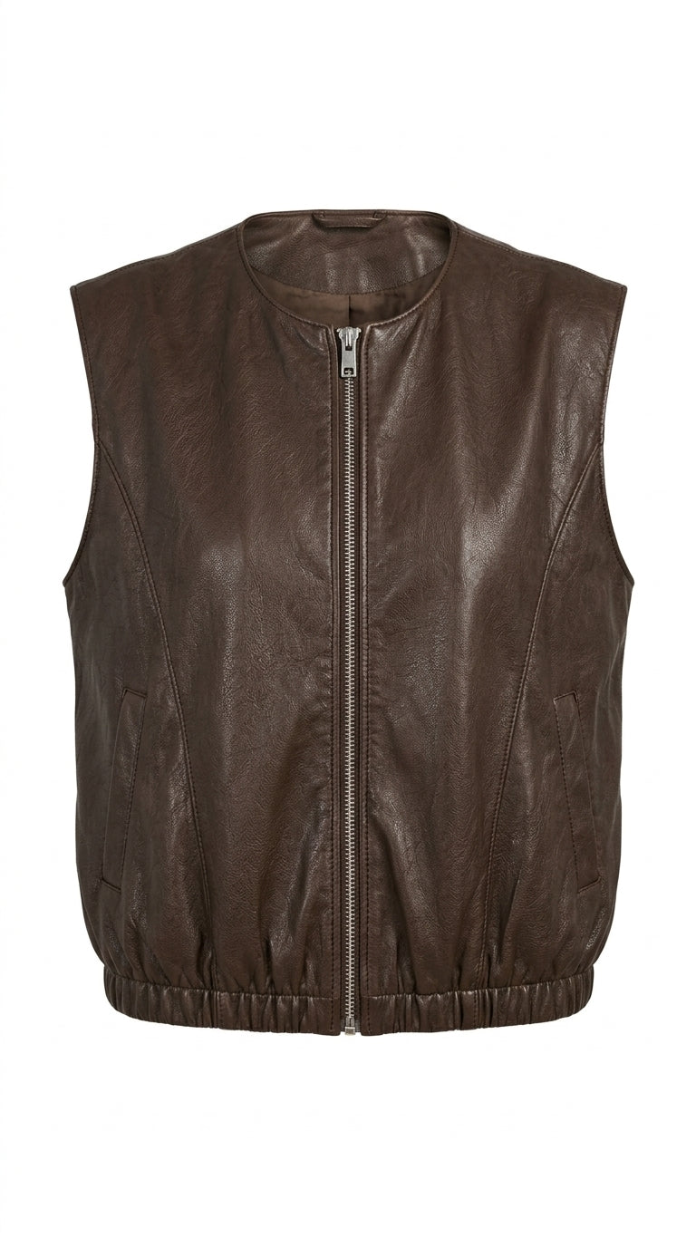 ART Pleather Zip Gilet