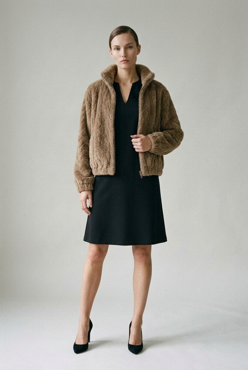 Derhy Faux Fur Cable Coat