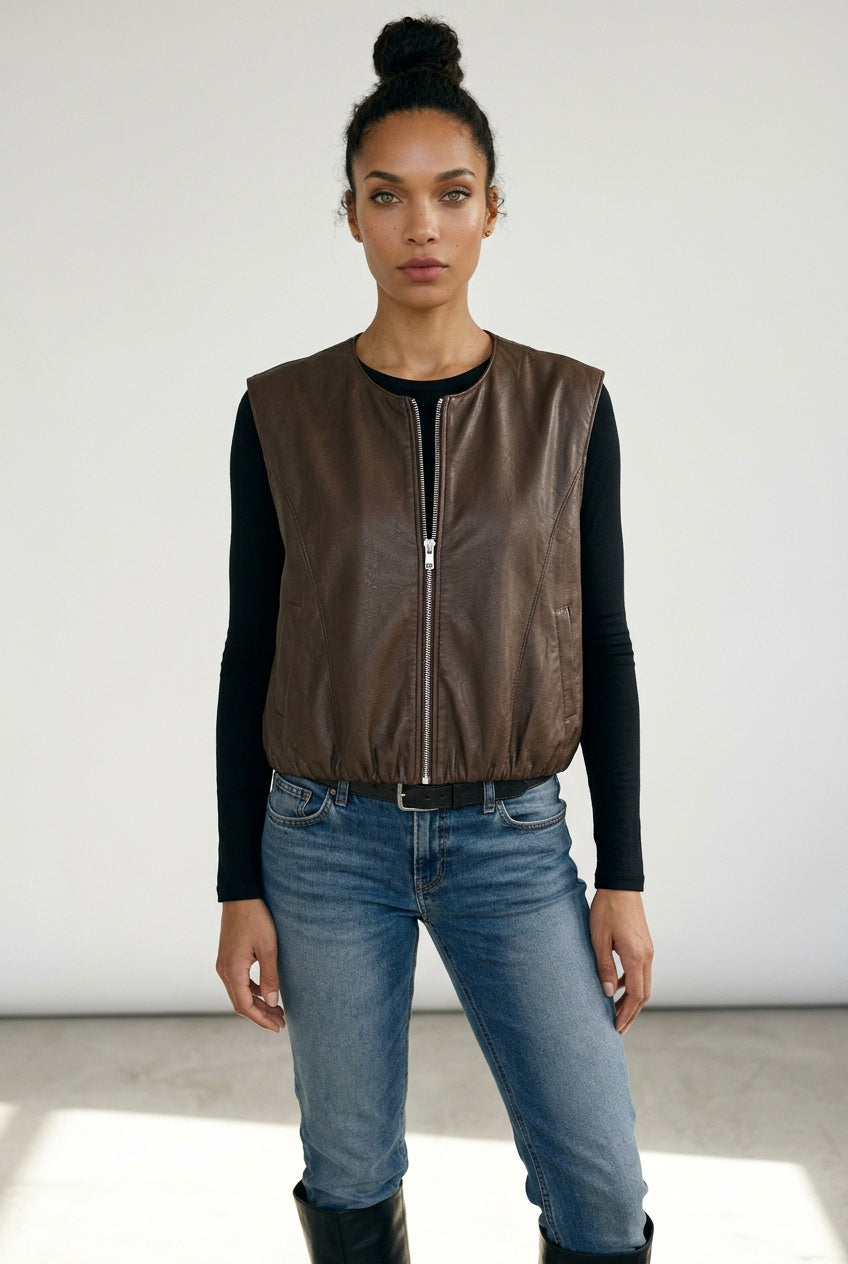 ART Pleather Zip Gilet