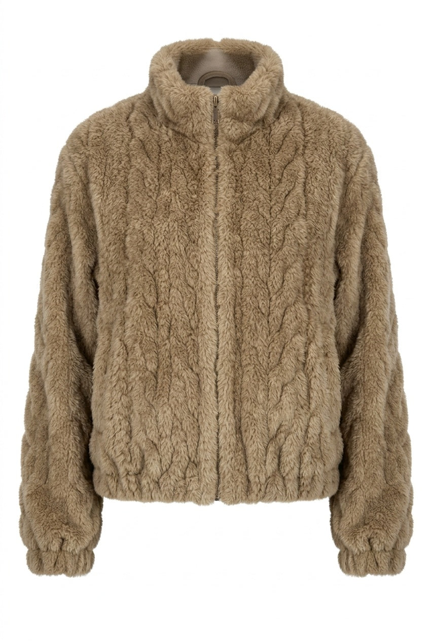 Derhy Faux Fur Cable Coat