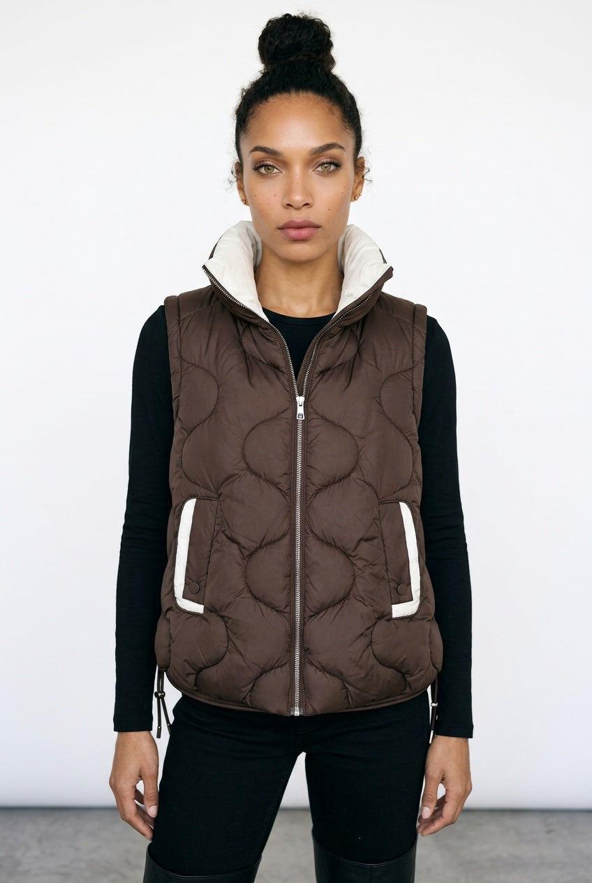 Contrast Quilted Gilet