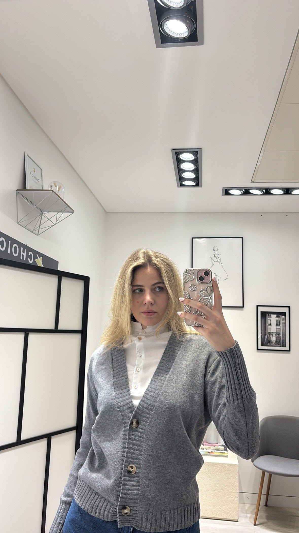 three button cardigan