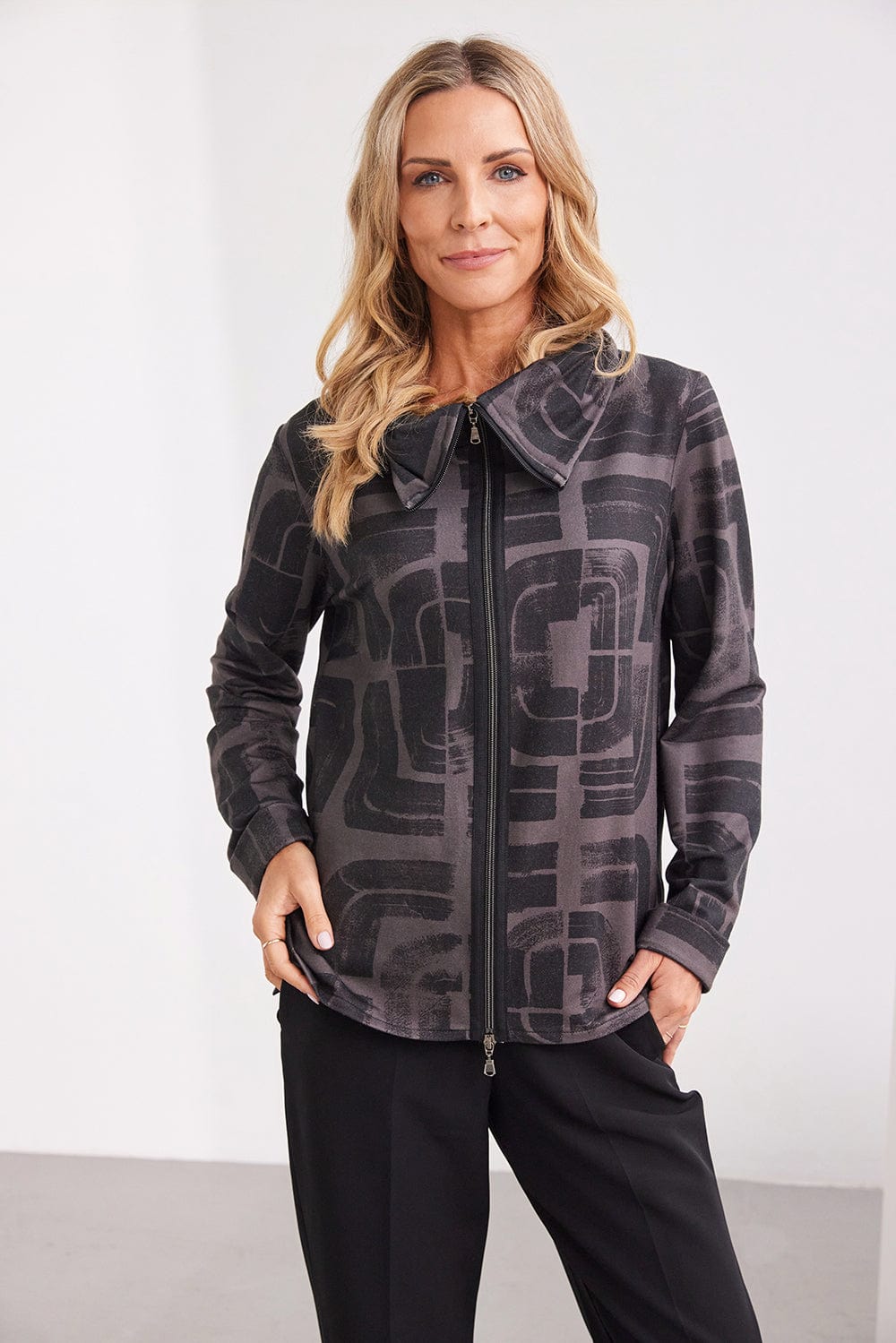 PERUZZI Centre Zip Print Top