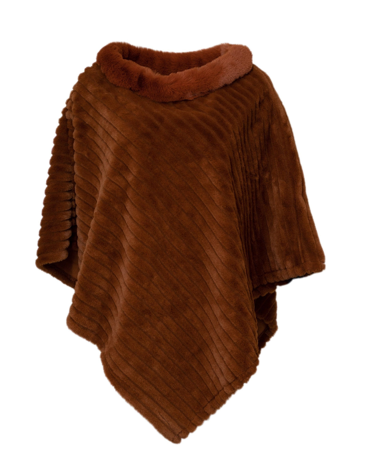 Choice Boutique Ribbed Faux Fur Poncho