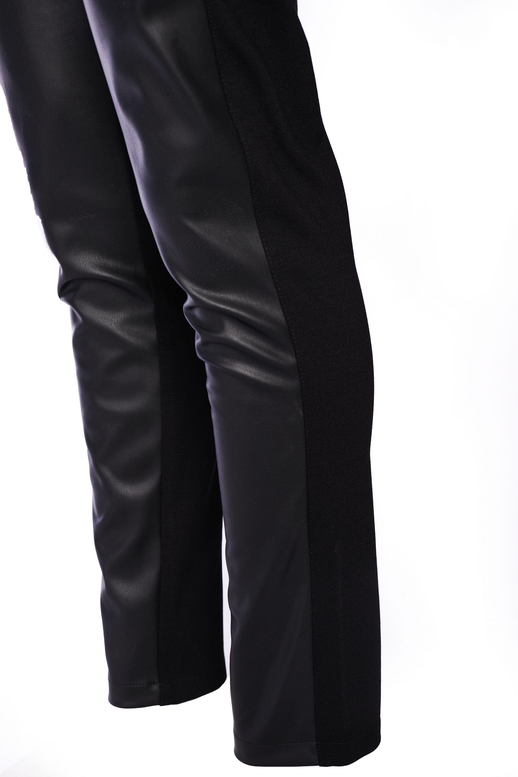 Black leggings with faux leather panels best sale