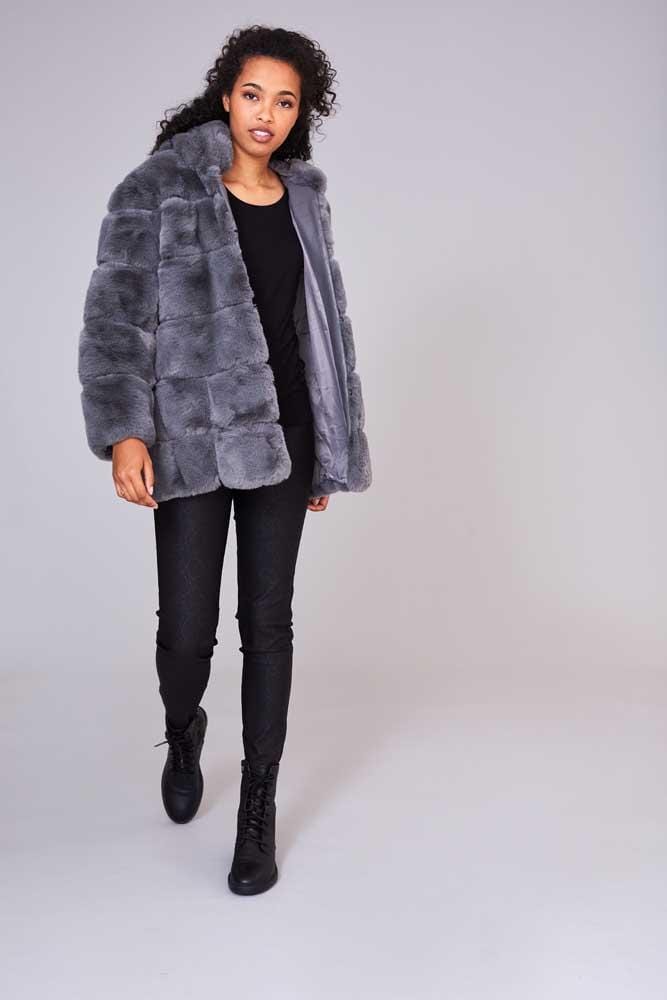 Ribbed Faux Fur Jacket